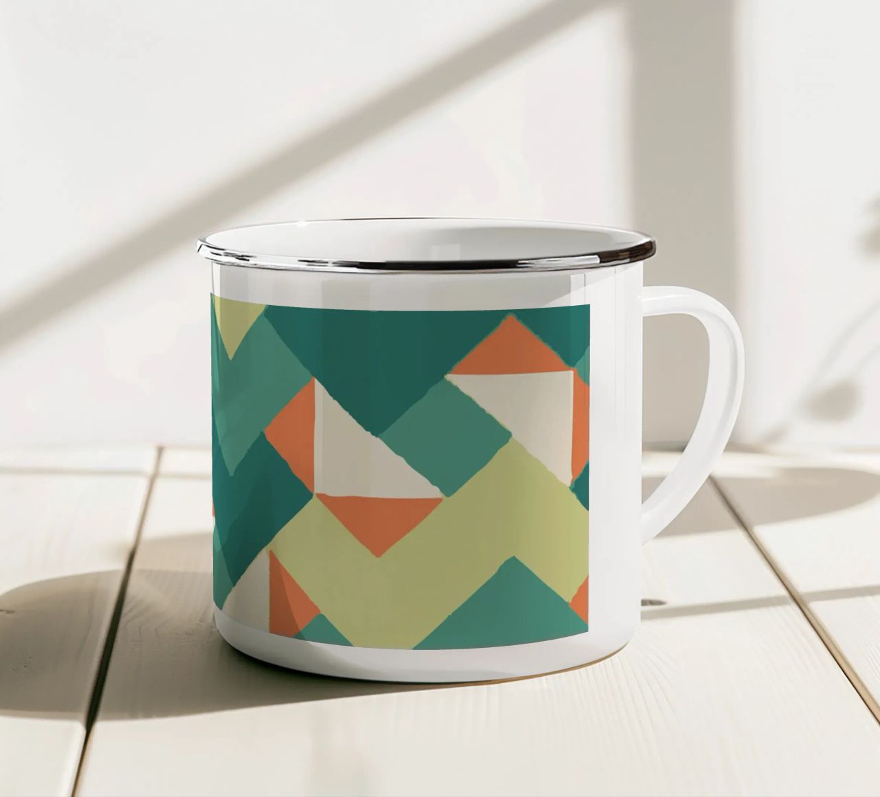 Abstract geometrisch patroon - Kleurrijk retro ontwerp Print emaille mok van luciette plastique