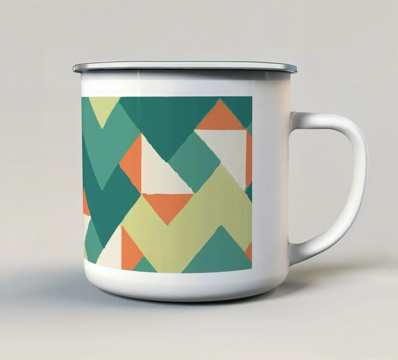 Motif géométrique abstrait – Design rétro coloré Impression mug en émail de luciette plastique