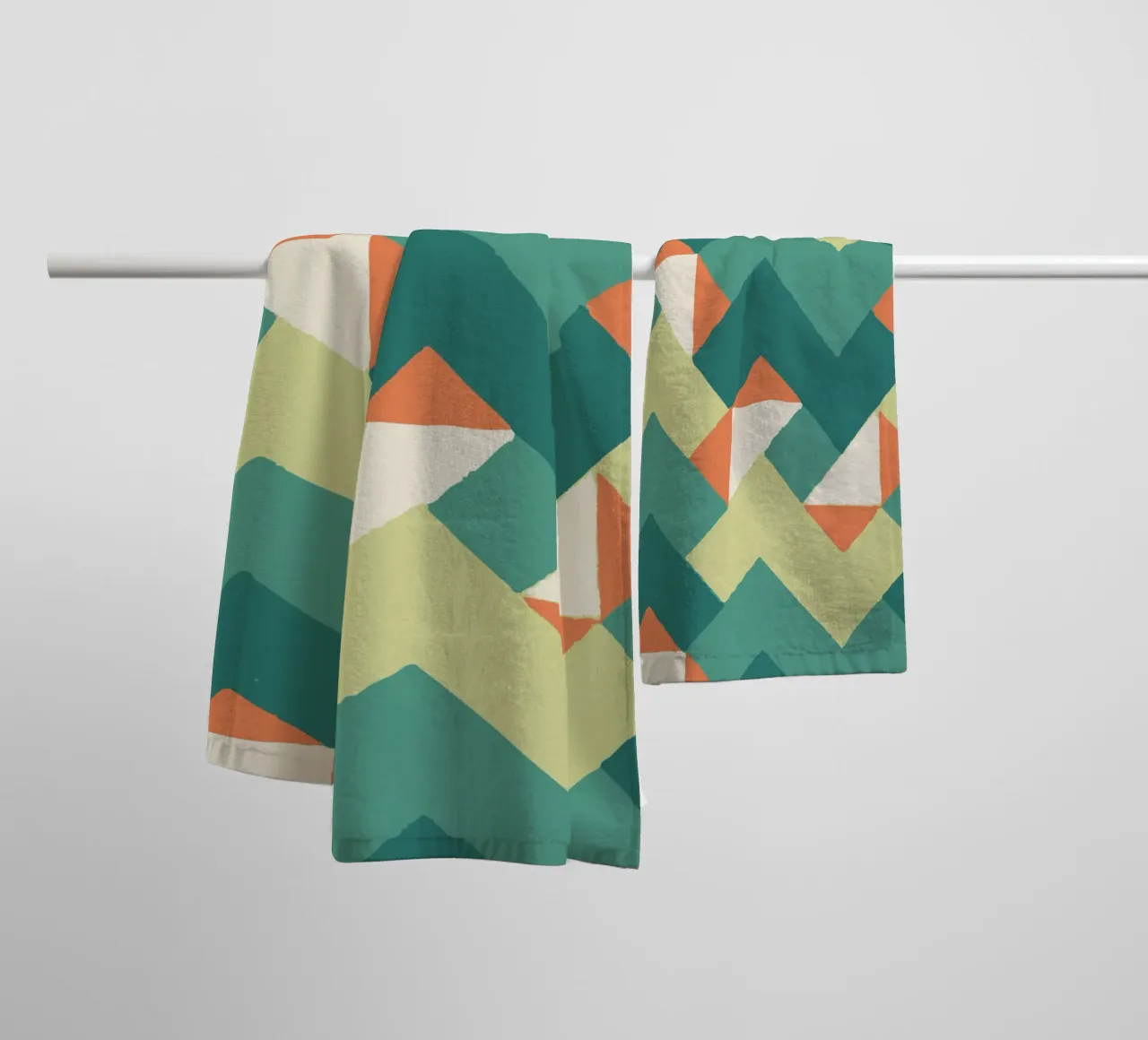 Abstract geometrisch patroon - Kleurrijk retro ontwerp Print badhanddoek van luciette plastique