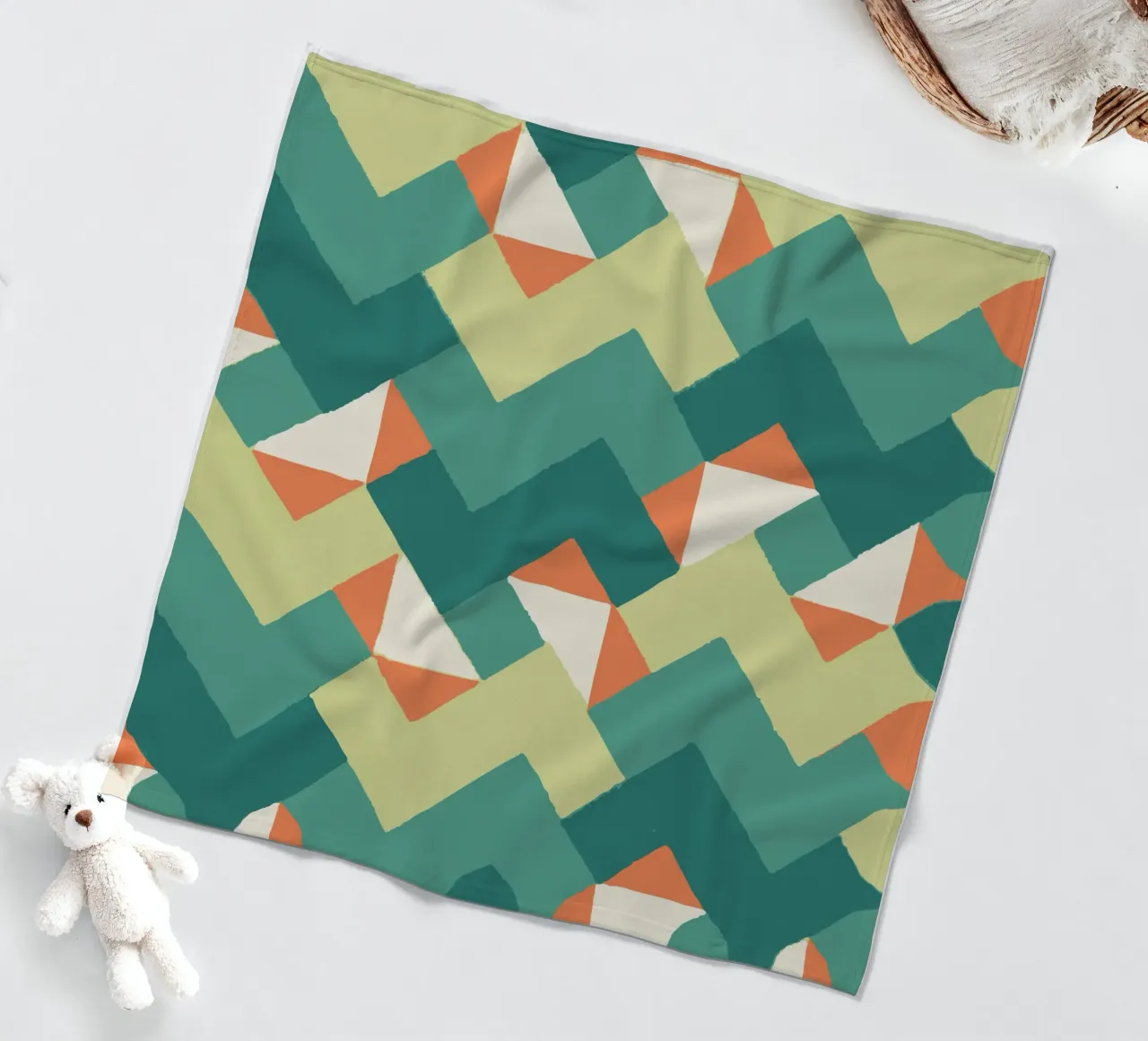 Motif géométrique abstrait – Design rétro coloré Impression plaid polaire de luciette plastique