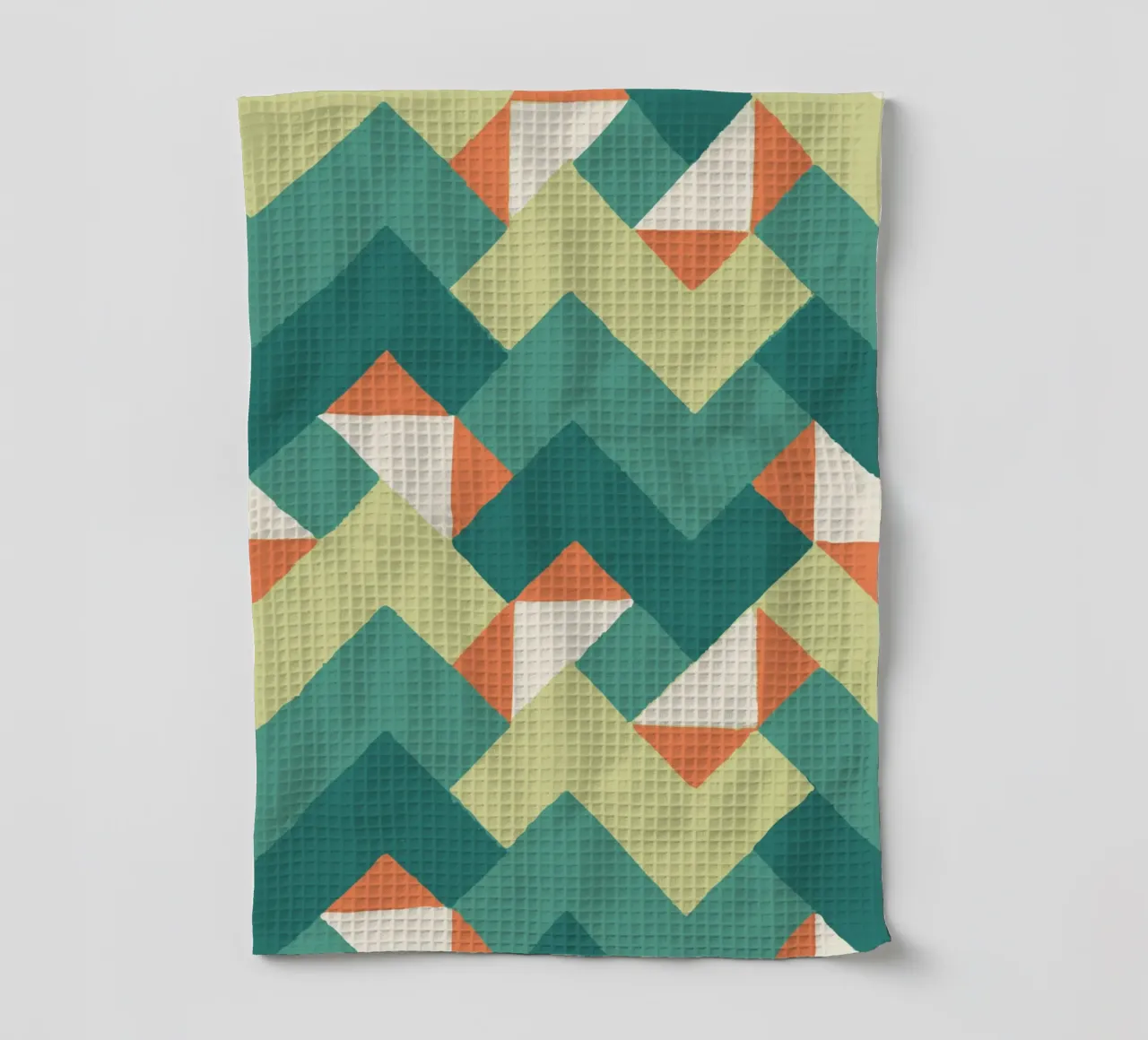 Abstraktes geometrisches Muster - Buntes Retro-Design Drucken Geschirrtuch von luciette plastique