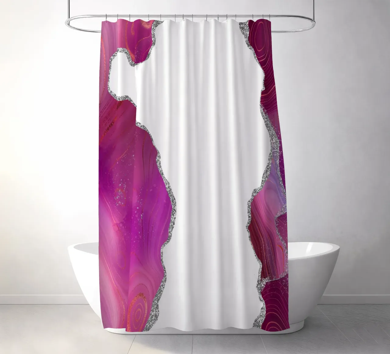 Ágata magenta y plata Textura 06 cortina de baño de Gemstone Textures