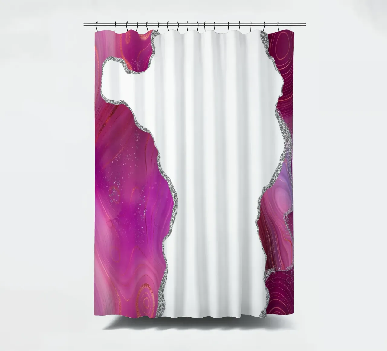 Ágata magenta y plata Textura 06 cortina de baño de Gemstone Textures