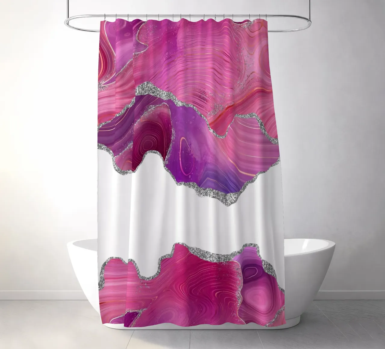 Agata Magenta e Argento Texture 07 tenda da doccia da Gemstone Textures