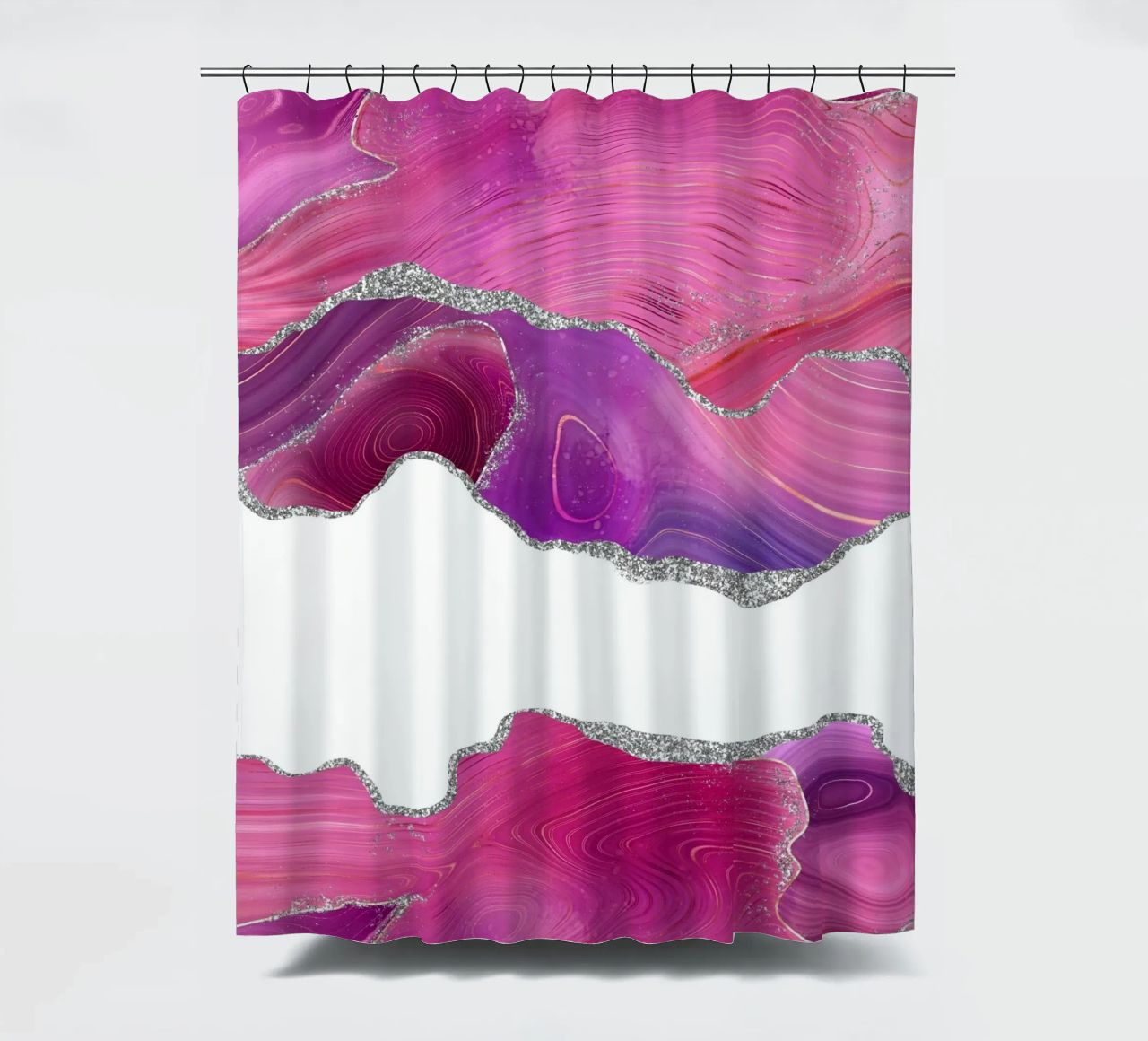 Agata Magenta e Argento Texture 07 tenda da doccia da Gemstone Textures