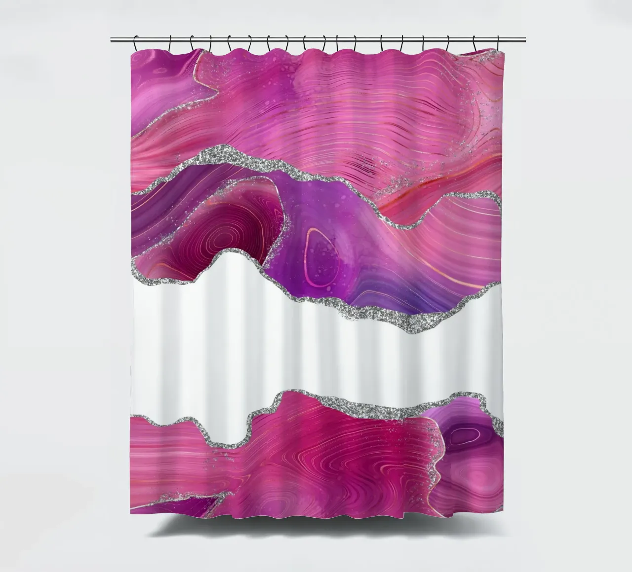 Agate Magenta & Argent Texture 07 rideau de douche de Gemstone Textures