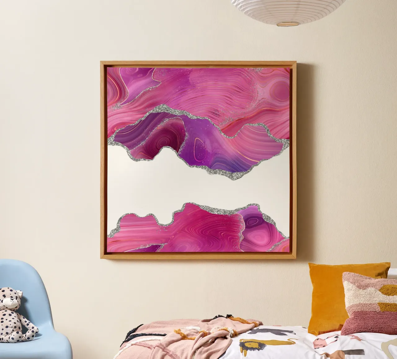 Agate Magenta & Argent Texture 07 toile avec Caisse américaine de Gemstone Textures