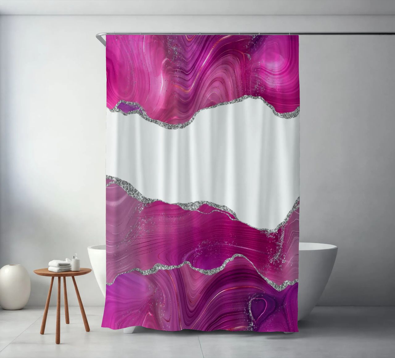 Agata Magenta e Argento Texture 08 tenda da doccia da Gemstone Textures