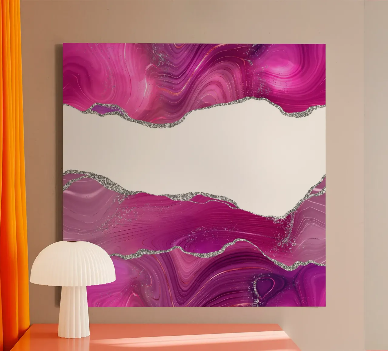 Magenta & Silber Achat Textur 08 Leinwand von Gemstone Textures