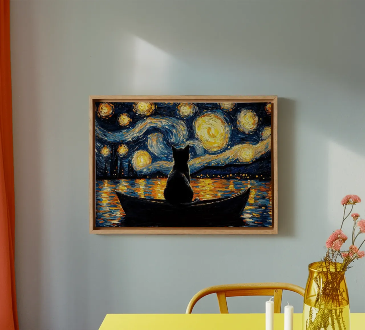 kat canvas met Baklijst van Abstract Botanical Art