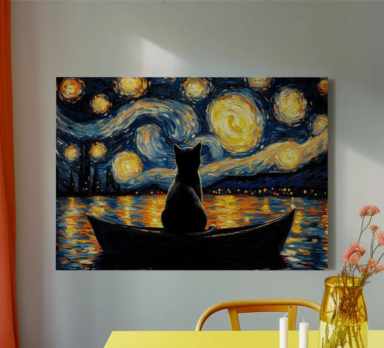 kat canvas met Baklijst van Abstract Botanical Art