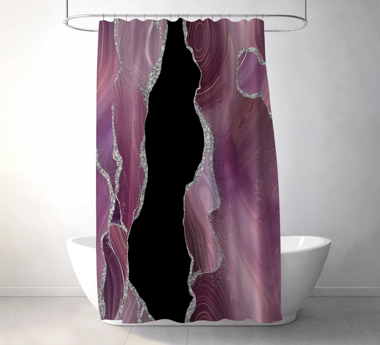 Texture agata malva e argento 01 tenda da doccia da Gemstone Textures