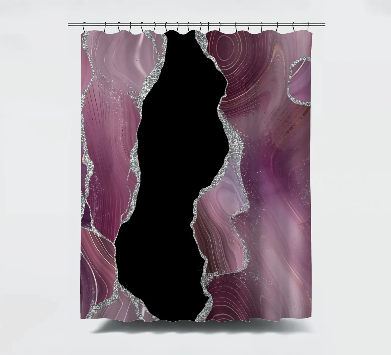 Mauve & Silver Agate Texture 01 shower curtain by Gemstone Textures