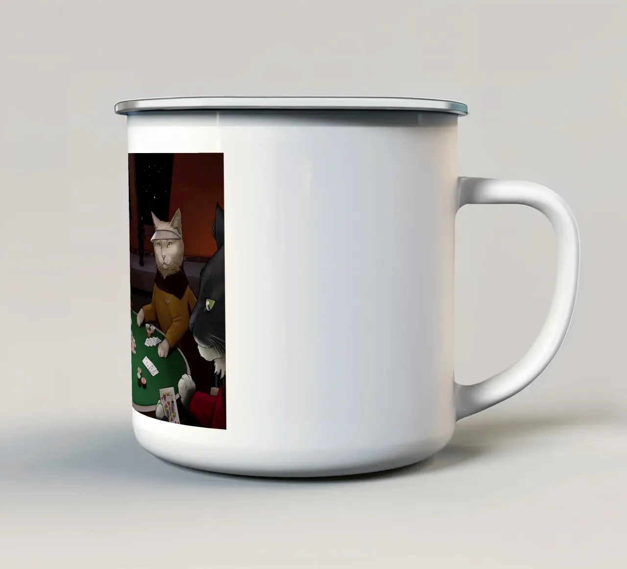 poker di gatti tazza in smalto da Abstract Botanical Art