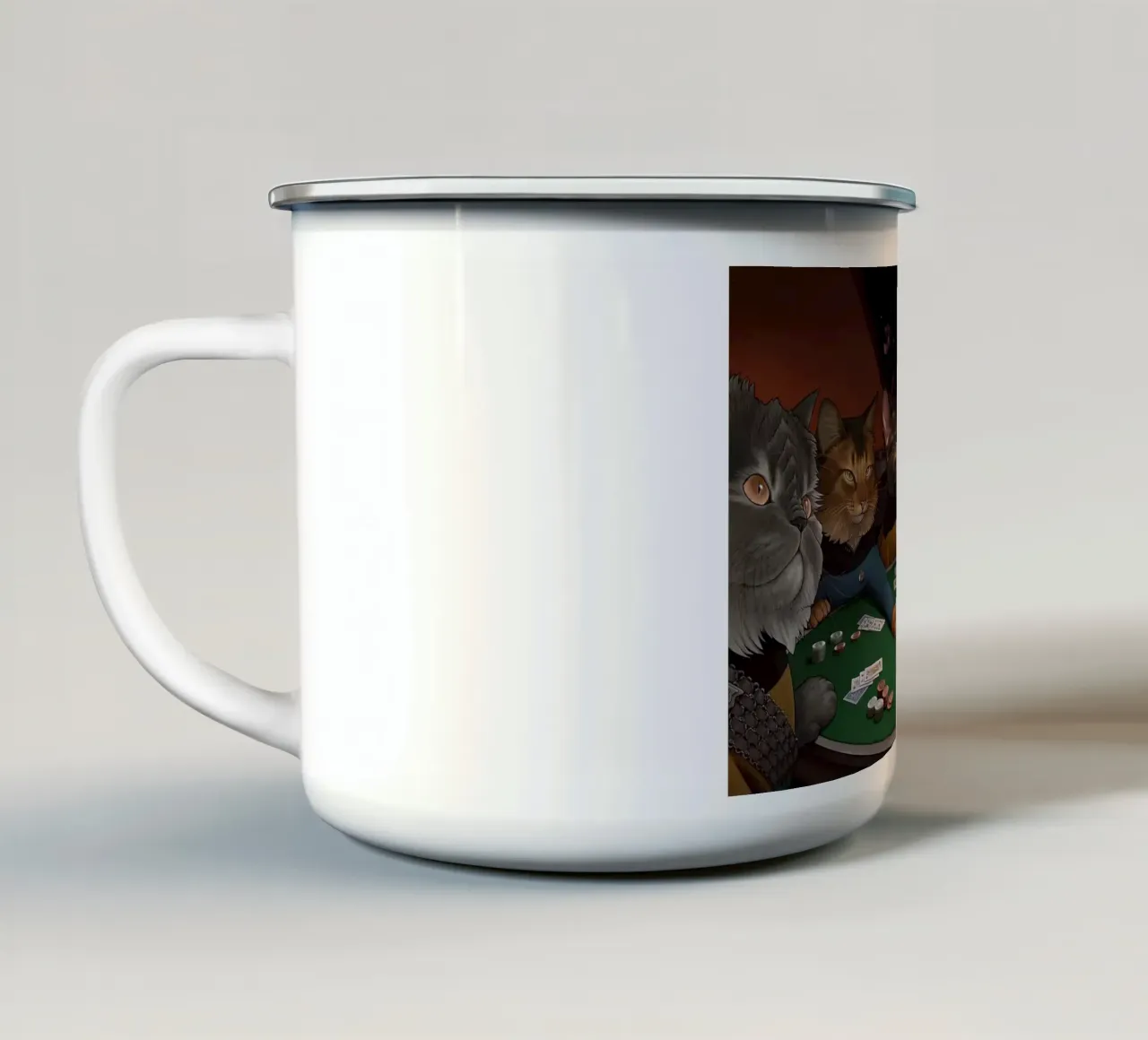 poker di gatti tazza in smalto da Abstract Botanical Art