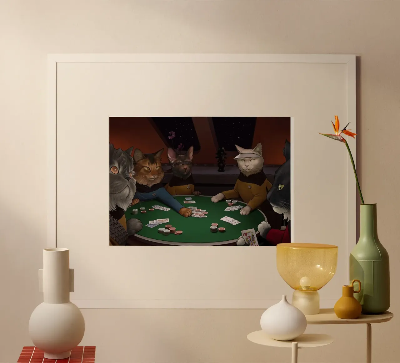 poker di gatti poster da Abstract Botanical Art