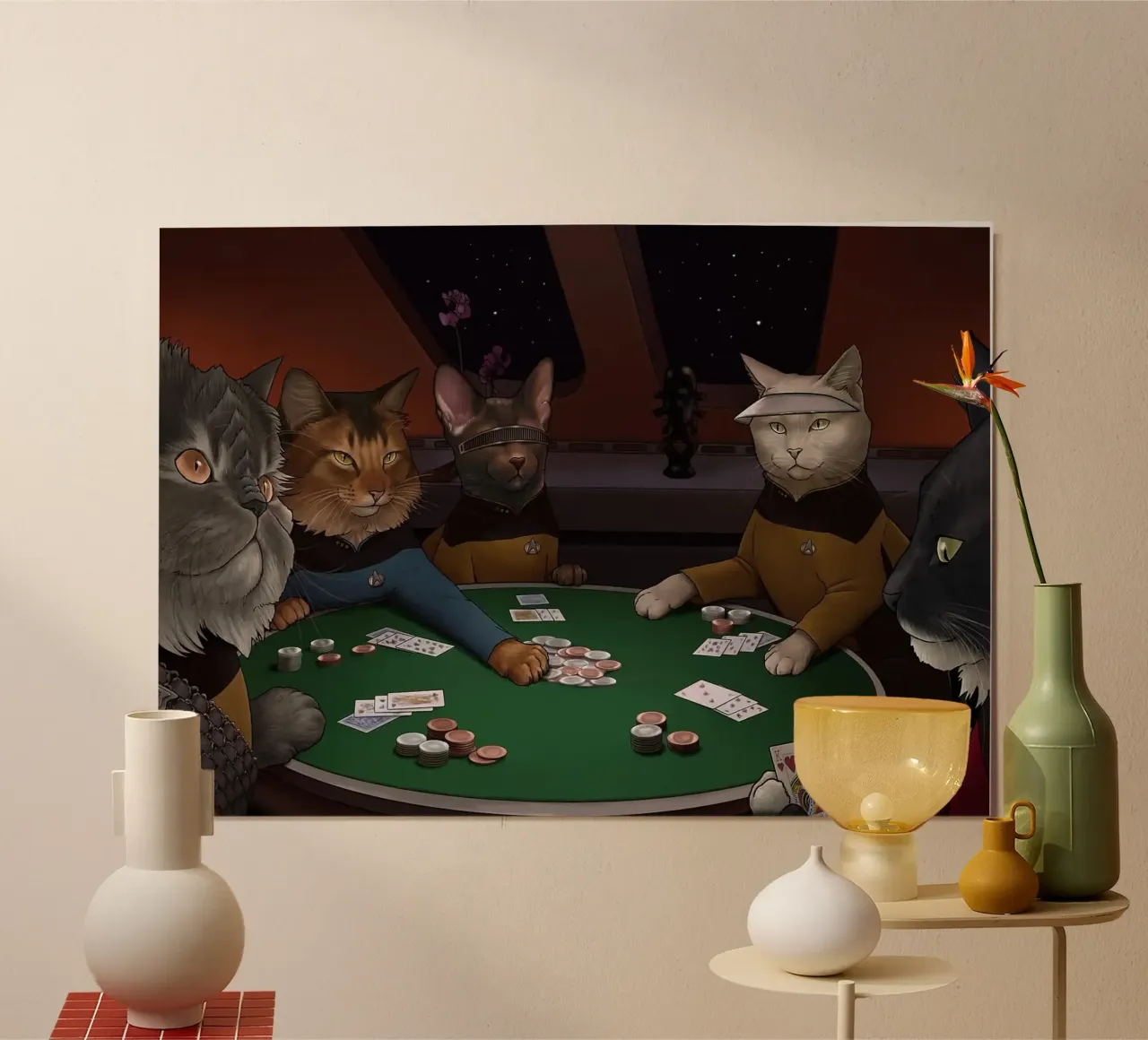 poker di gatti poster da Abstract Botanical Art