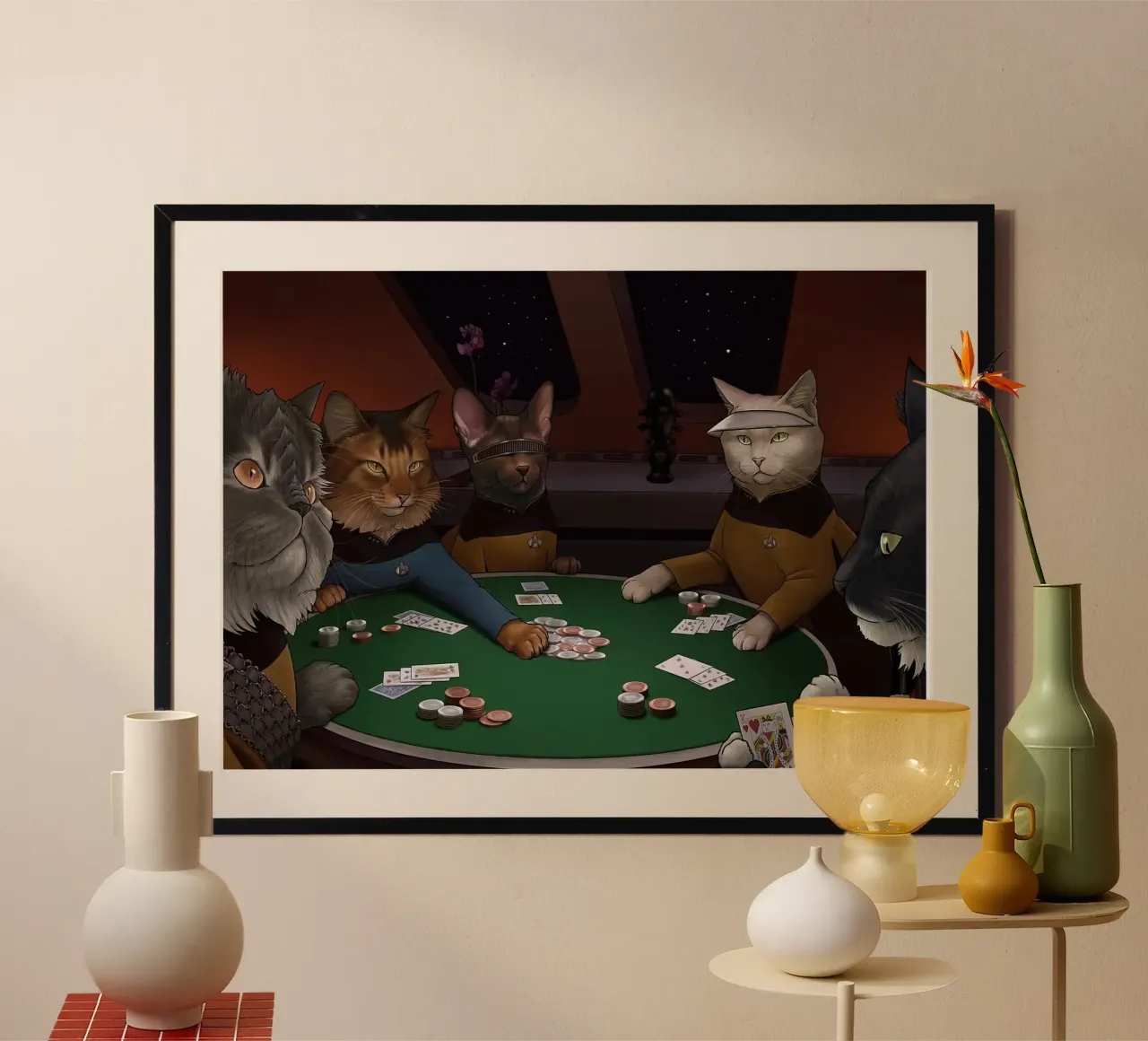 poker di gatti poster da Abstract Botanical Art