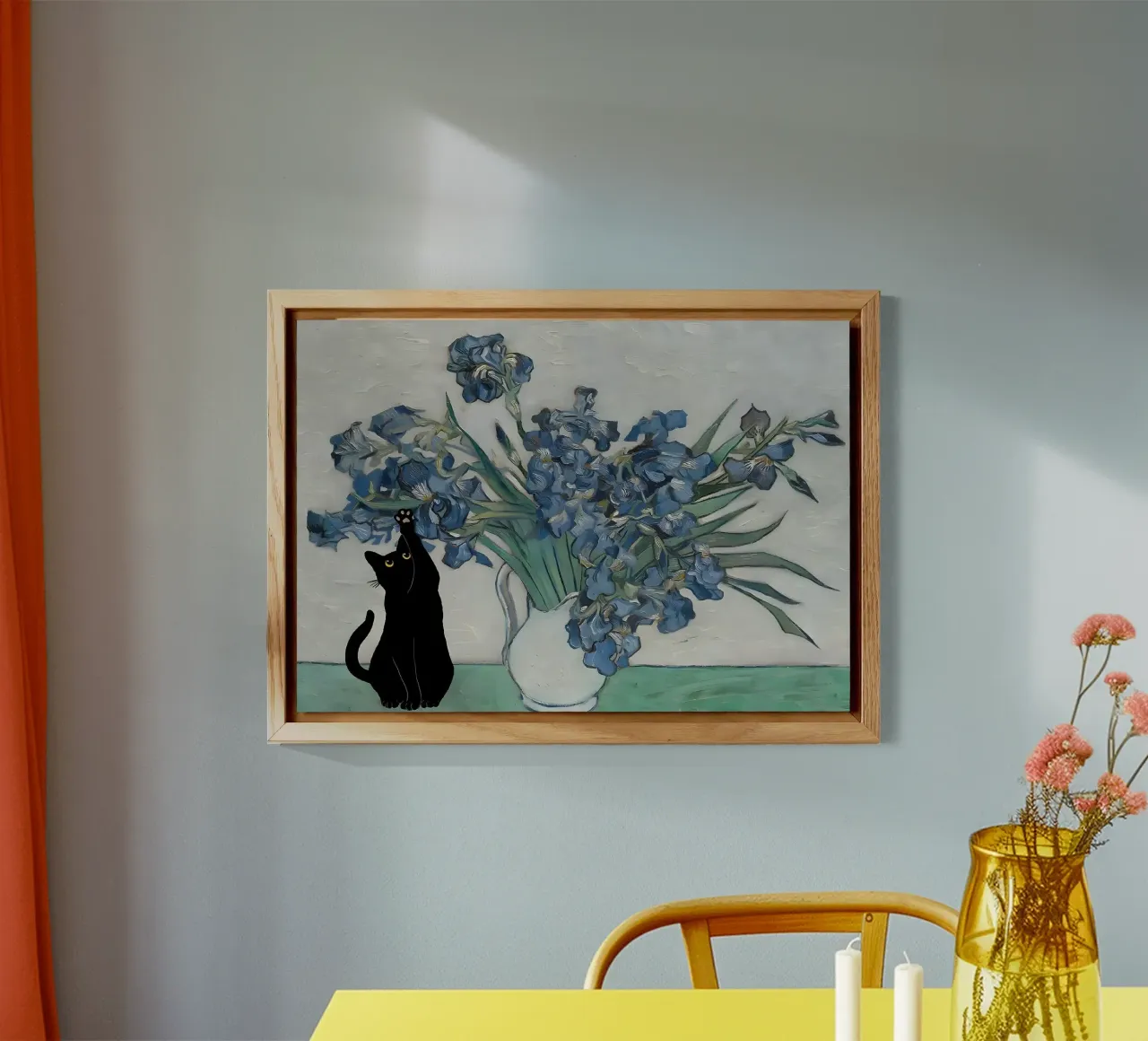 black cat alu-dibond by Abstract Botanical Art