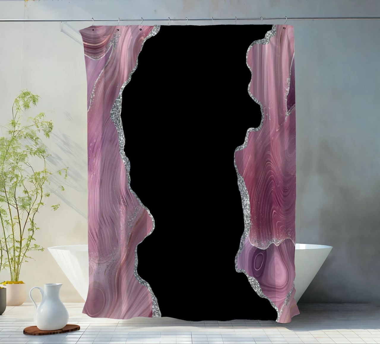 Texture Agata malva e argento 02 tenda da doccia da Gemstone Textures