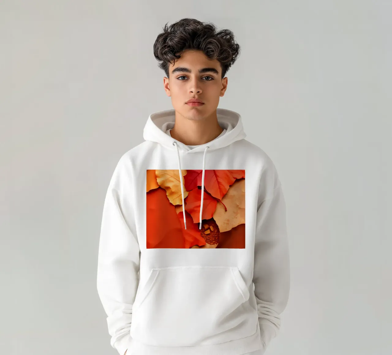 foglie autunnali e chicchi di caffè disposti in modo splendido felpa con cappuccio da DesignDoodle