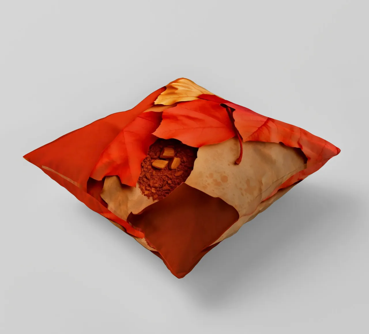 foglie autunnali e chicchi di caffè disposti in modo splendido cuscino da DesignDoodle