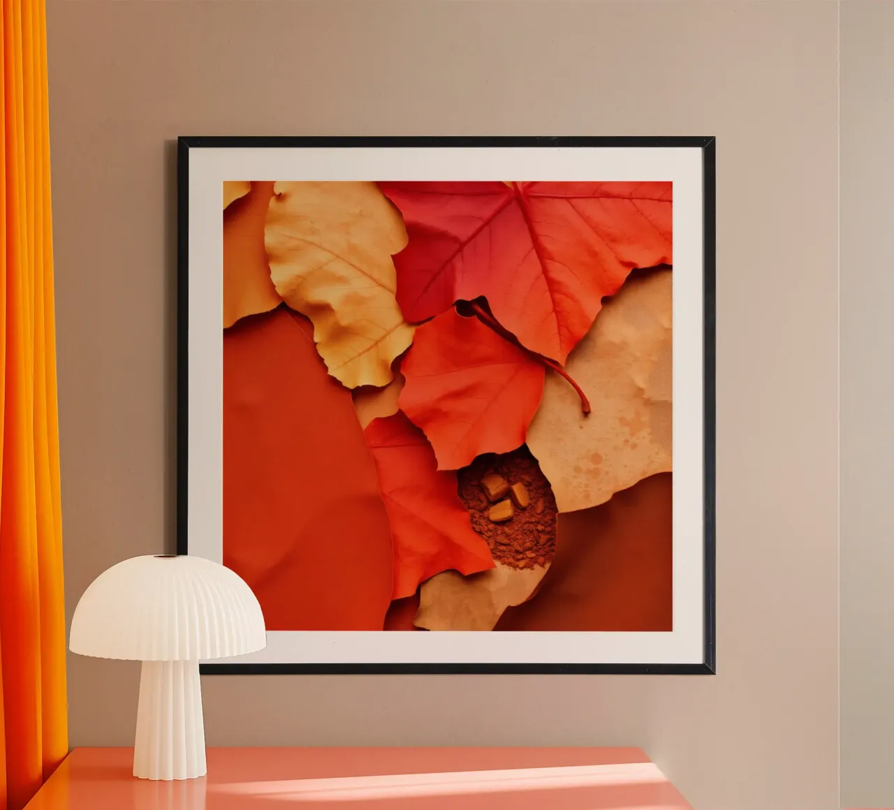 foglie autunnali e chicchi di caffè disposti in modo splendido poster da DesignDoodle