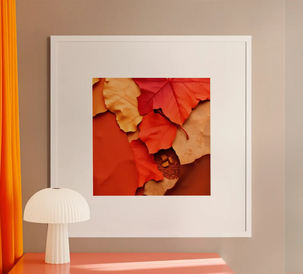 foglie autunnali e chicchi di caffè disposti in modo splendido poster da DesignDoodle