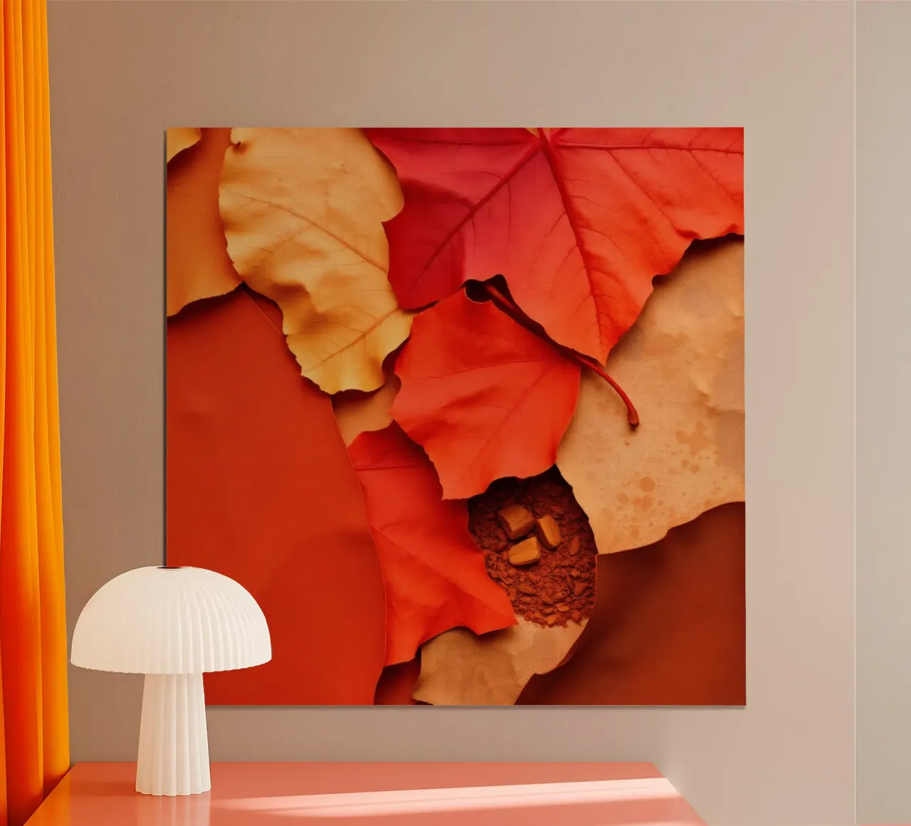 foglie autunnali e chicchi di caffè disposti in modo splendido poster da DesignDoodle