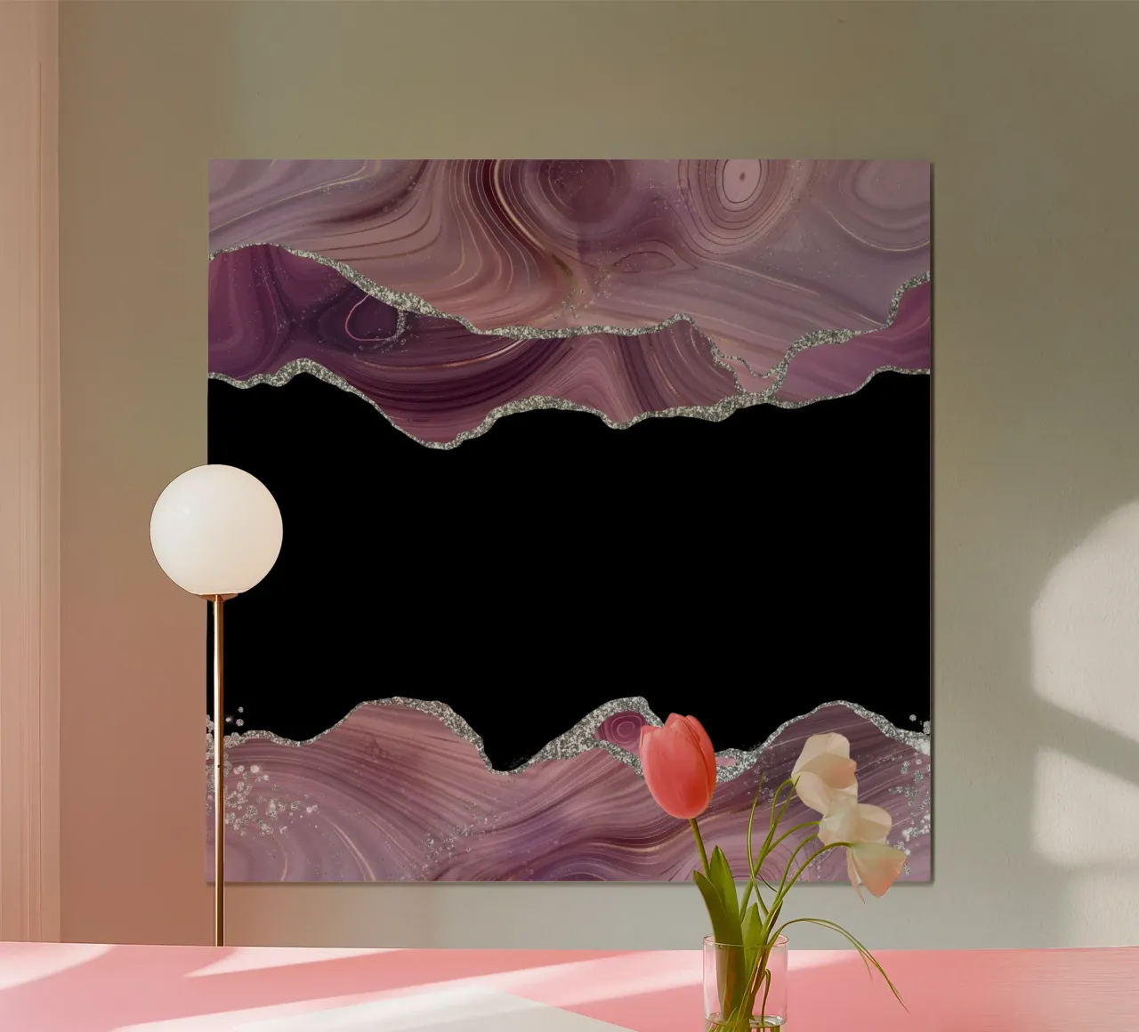 Mauve & Silber Achat Textur 03 Poster von Gemstone Textures