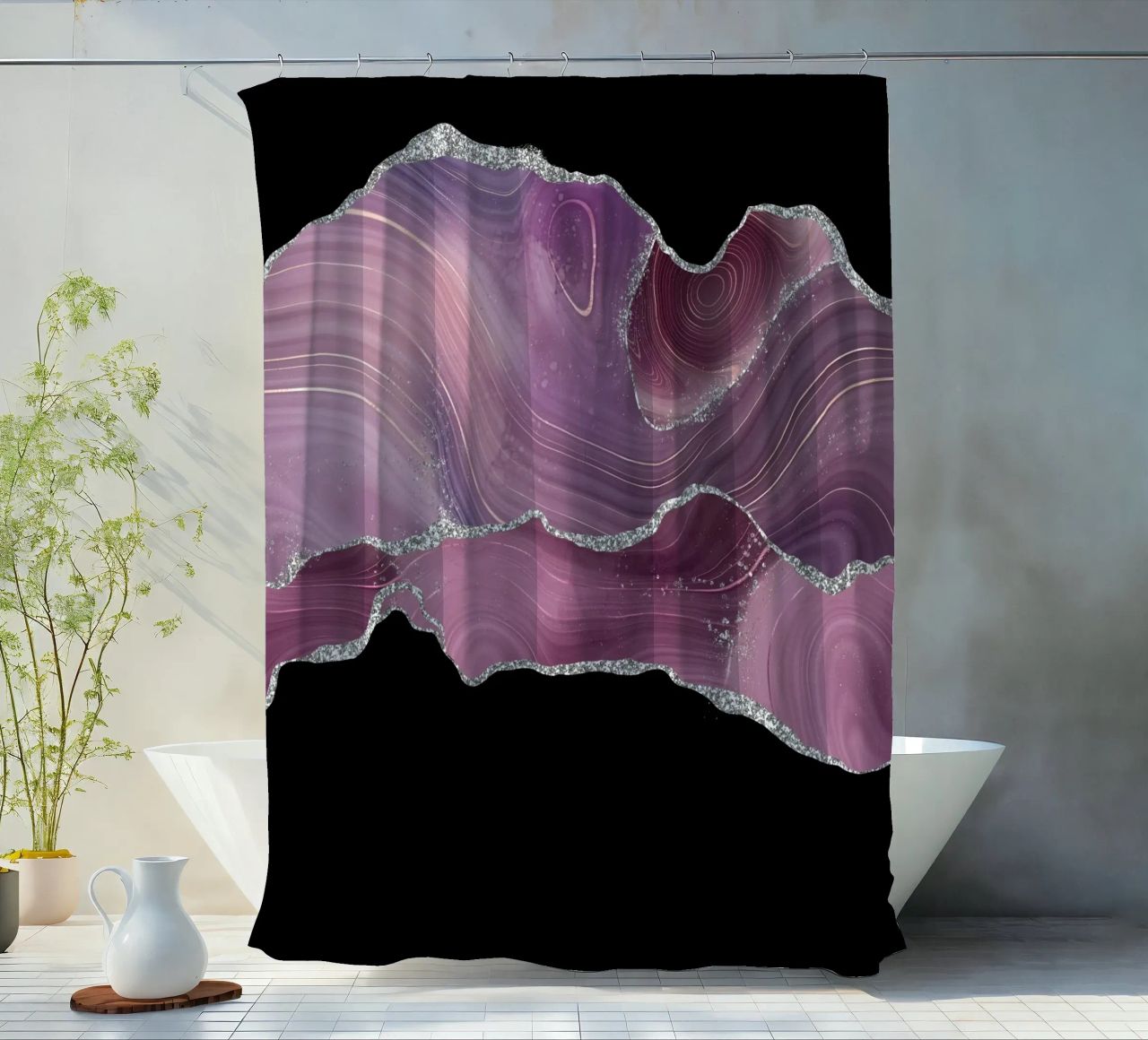 Texture agata malva e argento 04 tenda da doccia da Gemstone Textures