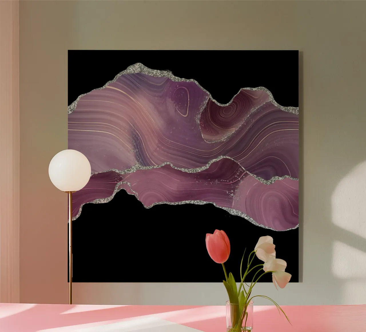 Agate Mauve & Argent Texture 04 plexiglas de Gemstone Textures