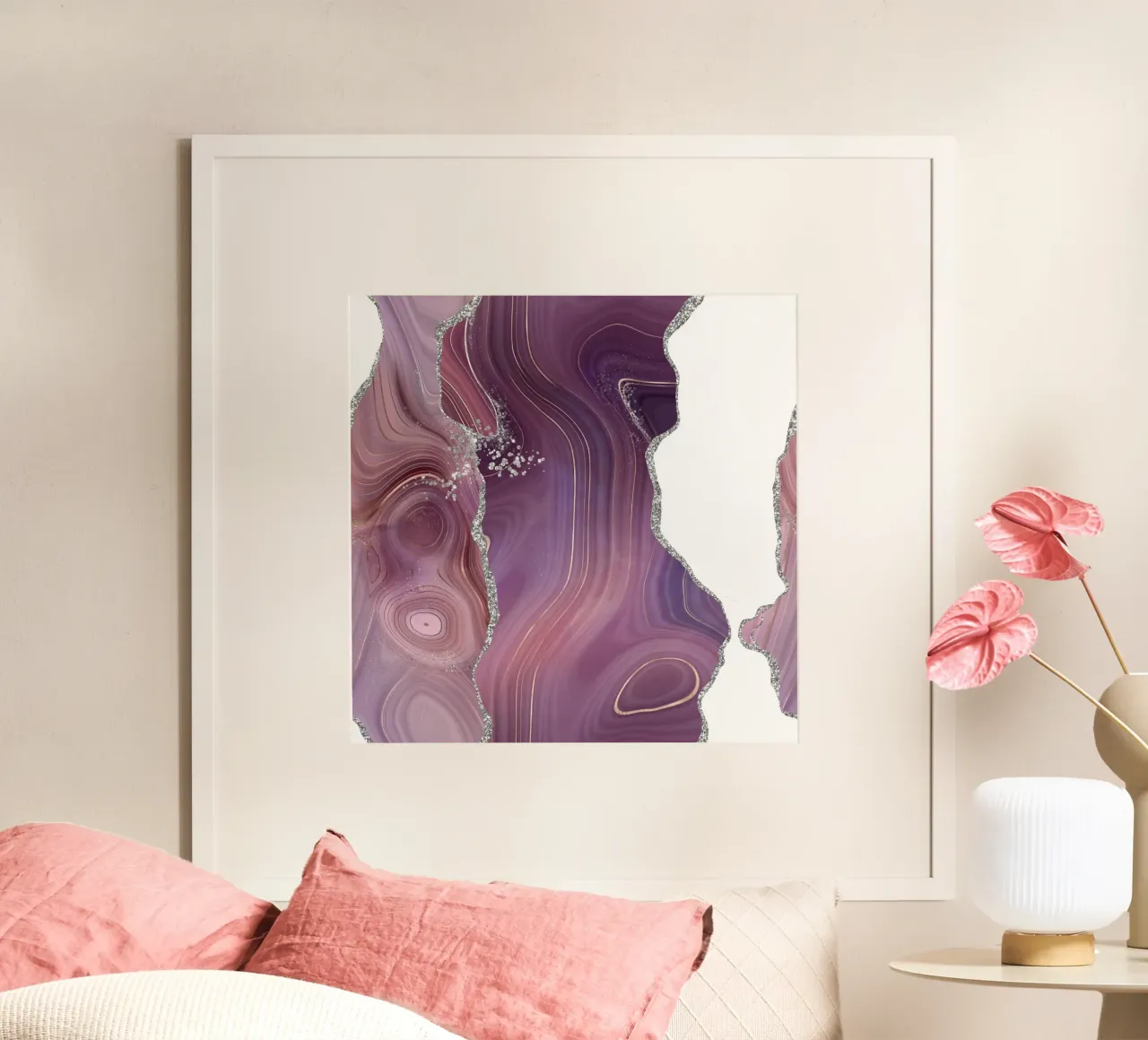 Agate Mauve & Argent Texture 05 poster de Gemstone Textures