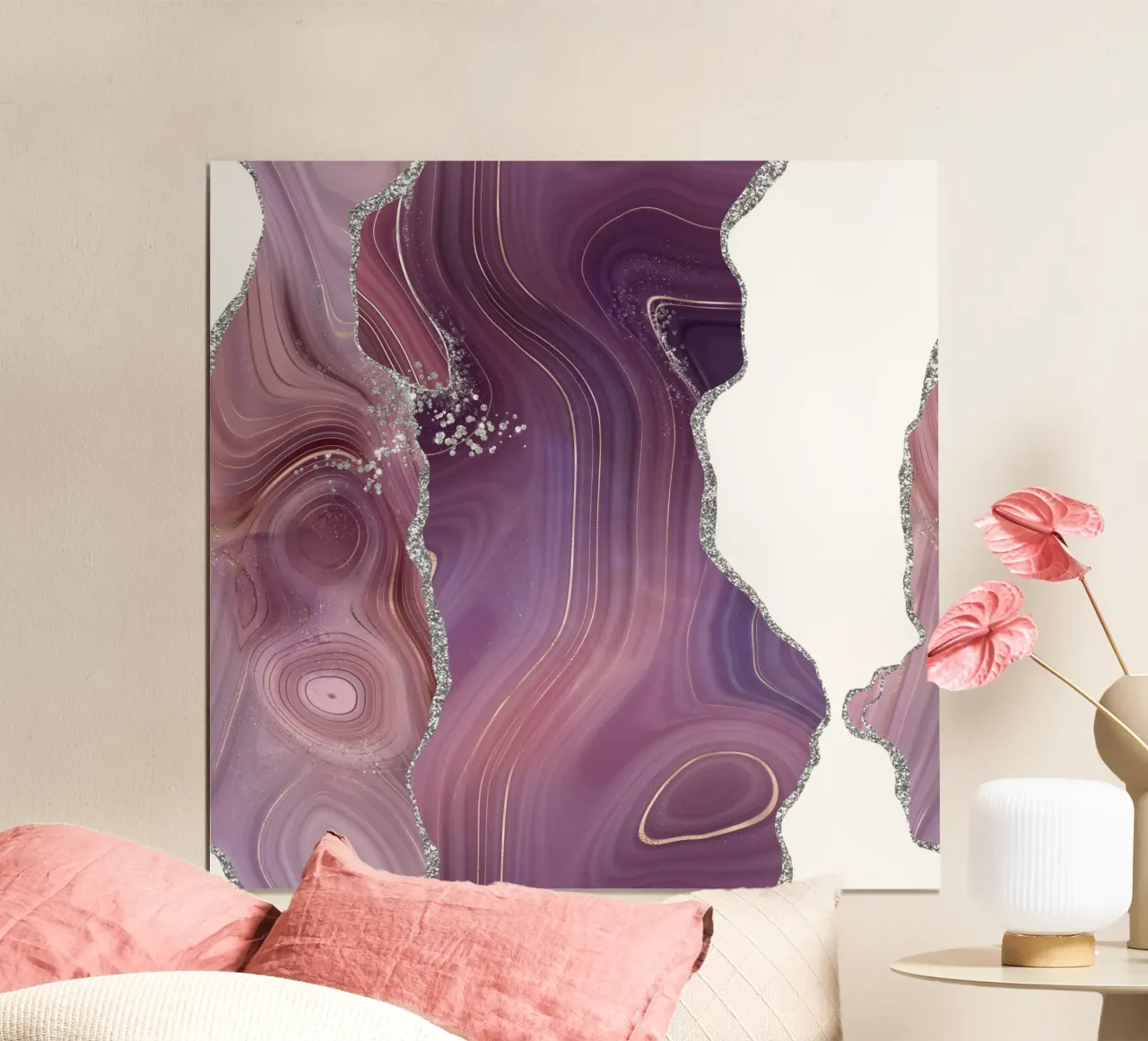 Agate Mauve & Argent Texture 05 poster de Gemstone Textures