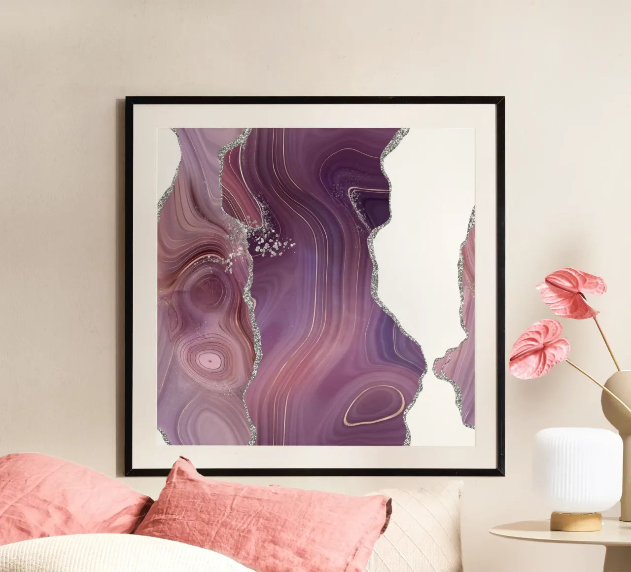 Agate Mauve & Argent Texture 05 poster de Gemstone Textures