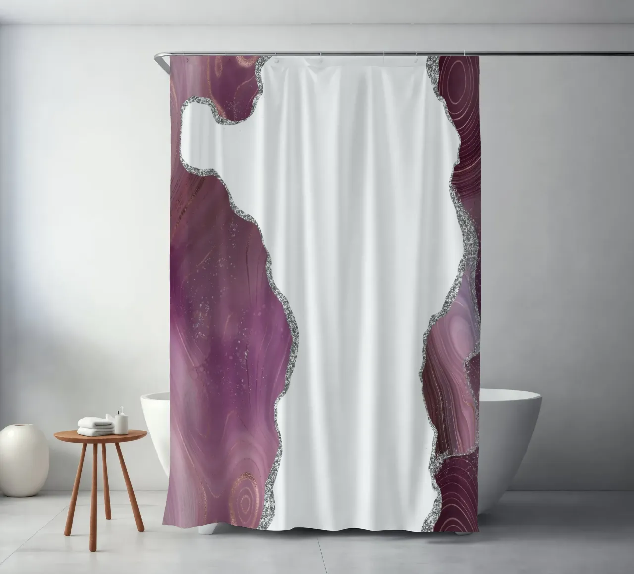 Mauve & Silber Achat Textur 06 Duschvorhang von Gemstone Textures