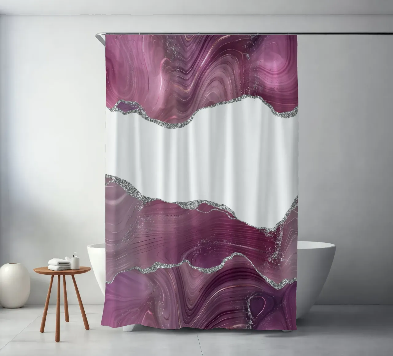Mauve & Silber Achat Textur 08 Duschvorhang von Gemstone Textures