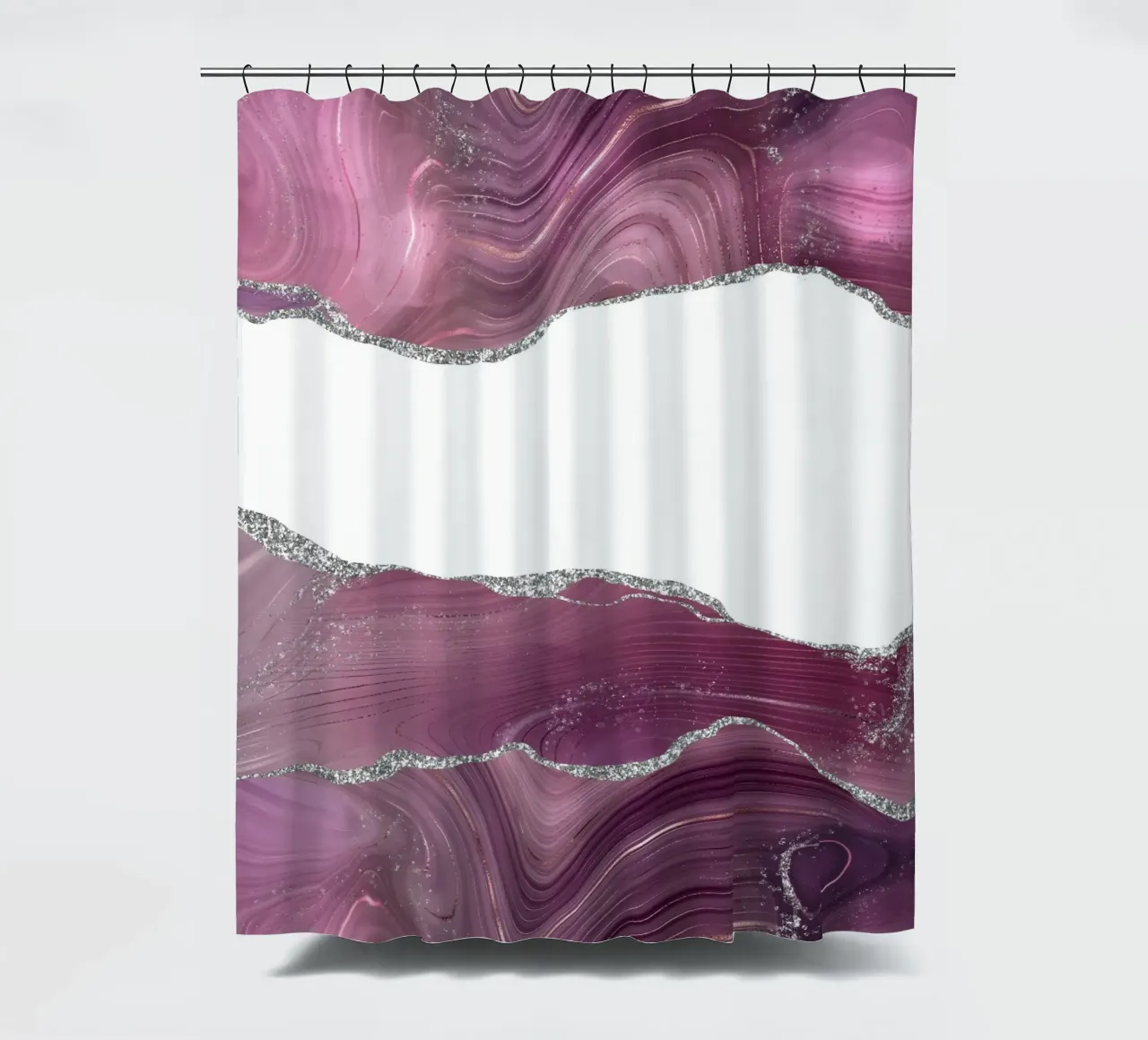 Mauve & Silber Achat Textur 08 Duschvorhang von Gemstone Textures