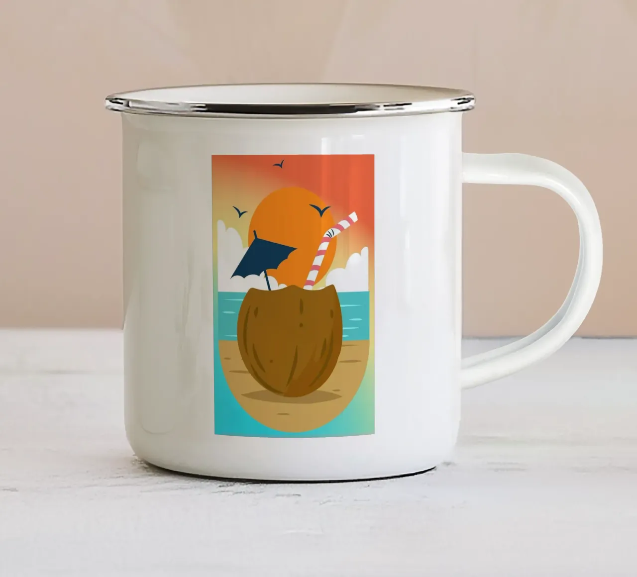 oceano di cocco tazza in smalto da Abstract Botanical Art