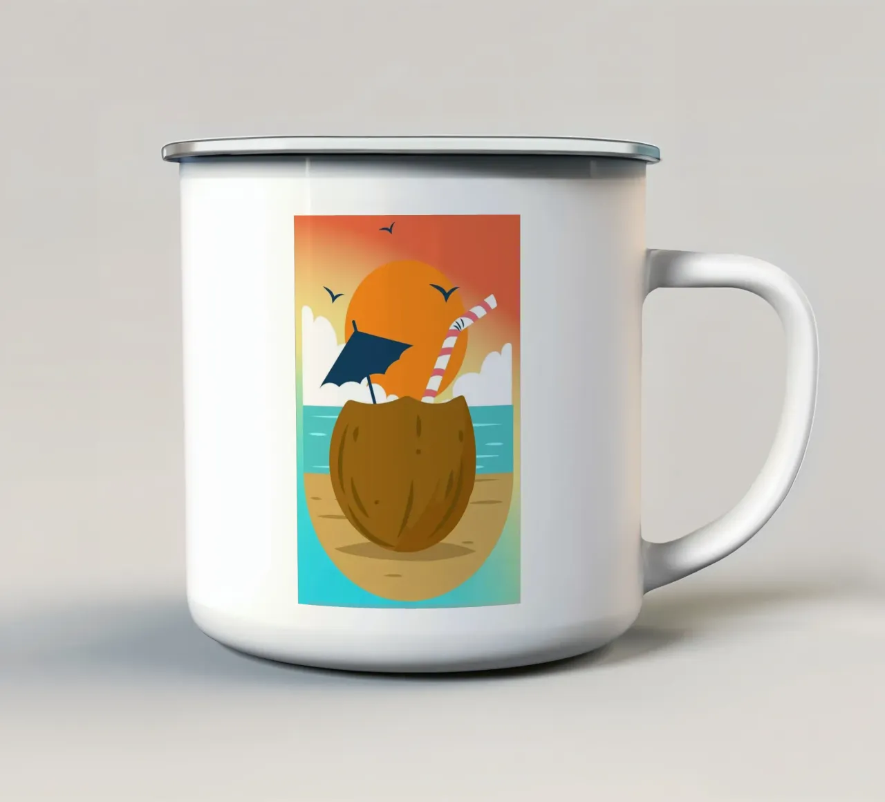 oceano di cocco tazza in smalto da Abstract Botanical Art