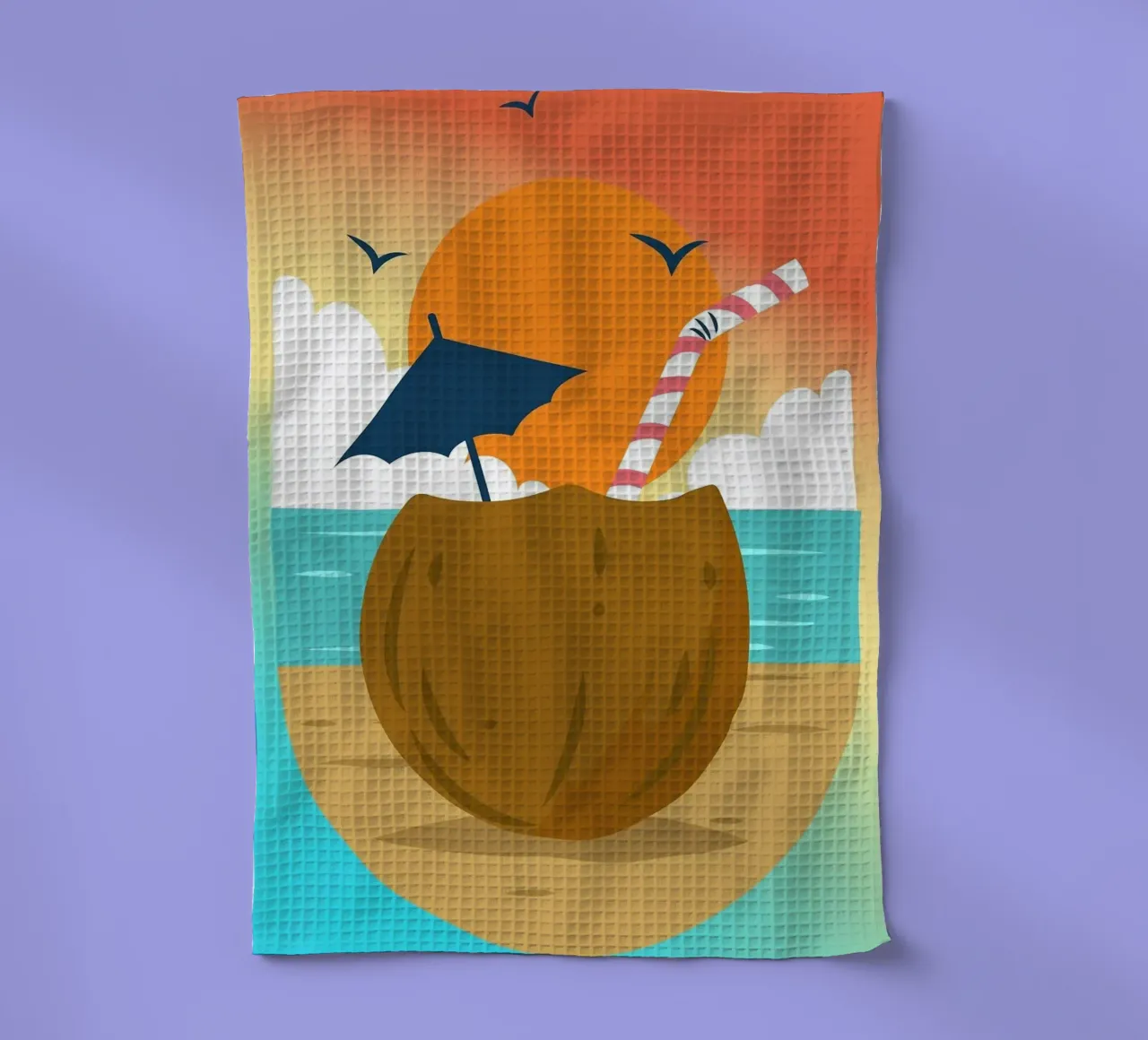 océan de noix de coco torchon de Abstract Botanical Art