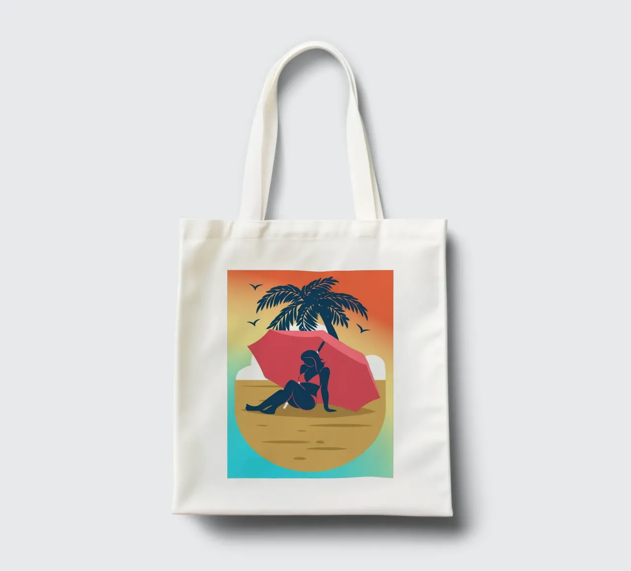 donna sulla spiaggia borsa in juta da Abstract Botanical Art