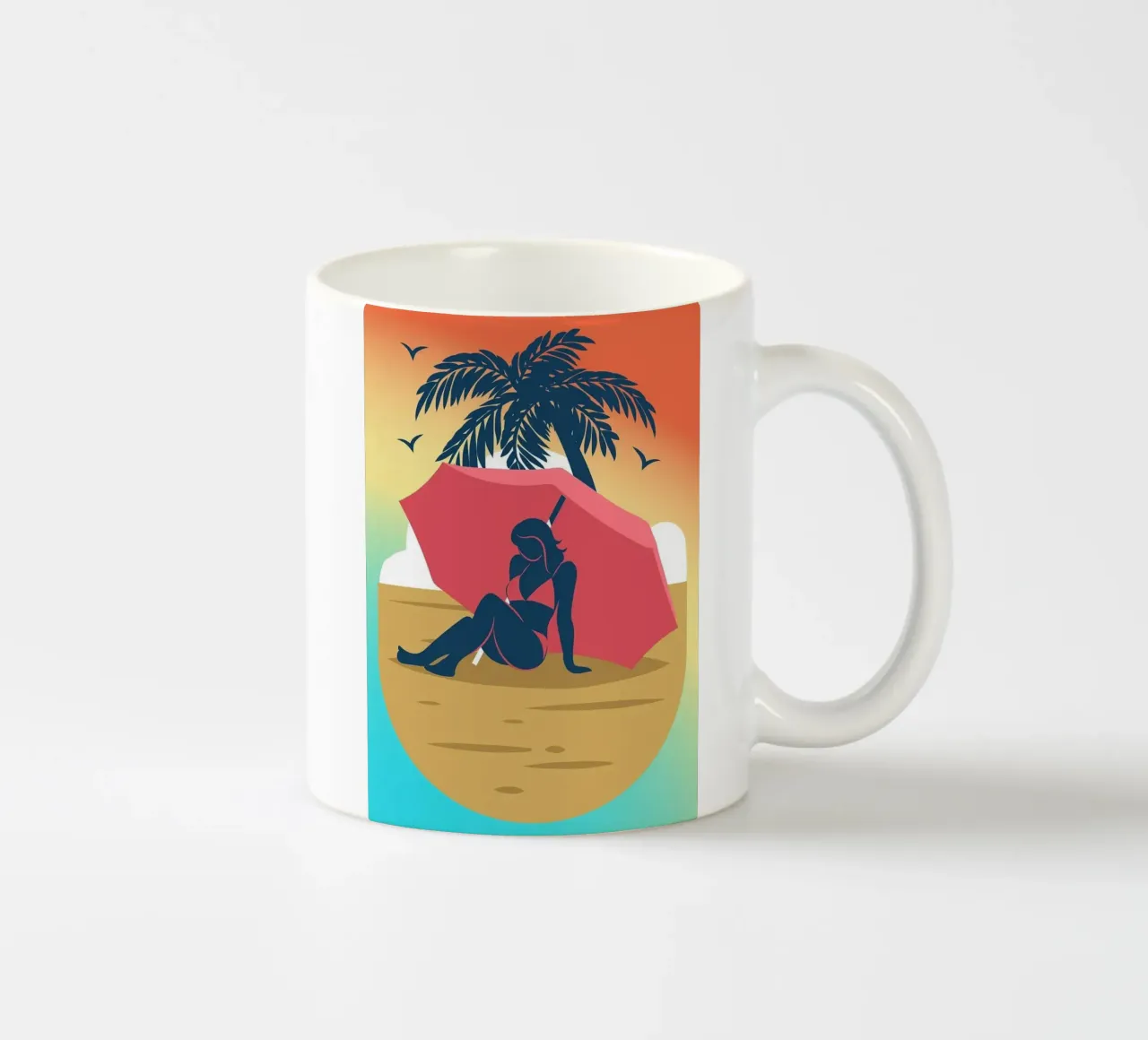 donna sulla spiaggia tazza in ceramica da Abstract Botanical Art