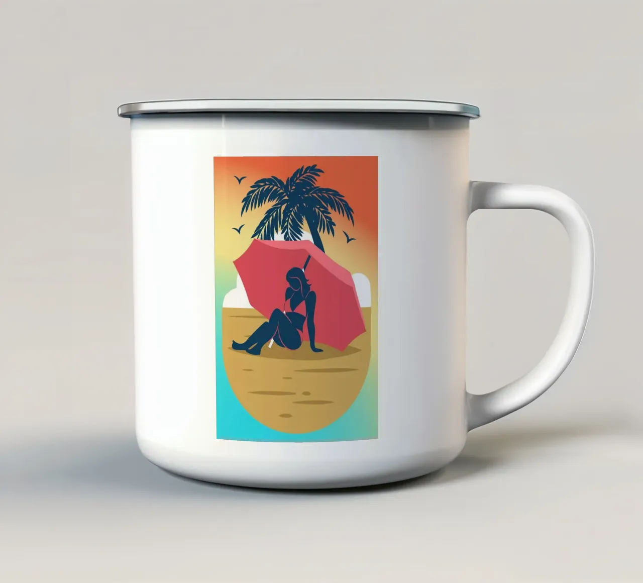 donna sulla spiaggia tazza in smalto da Abstract Botanical Art