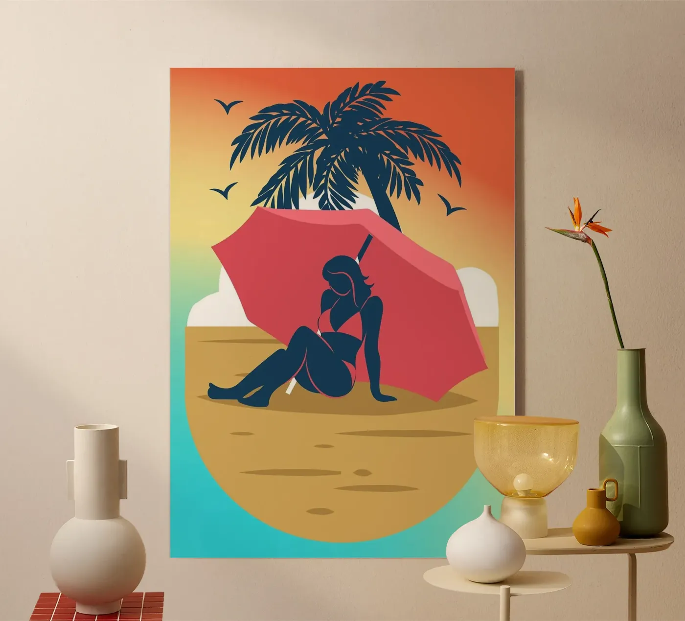 donna sulla spiaggia plexiglass da Abstract Botanical Art