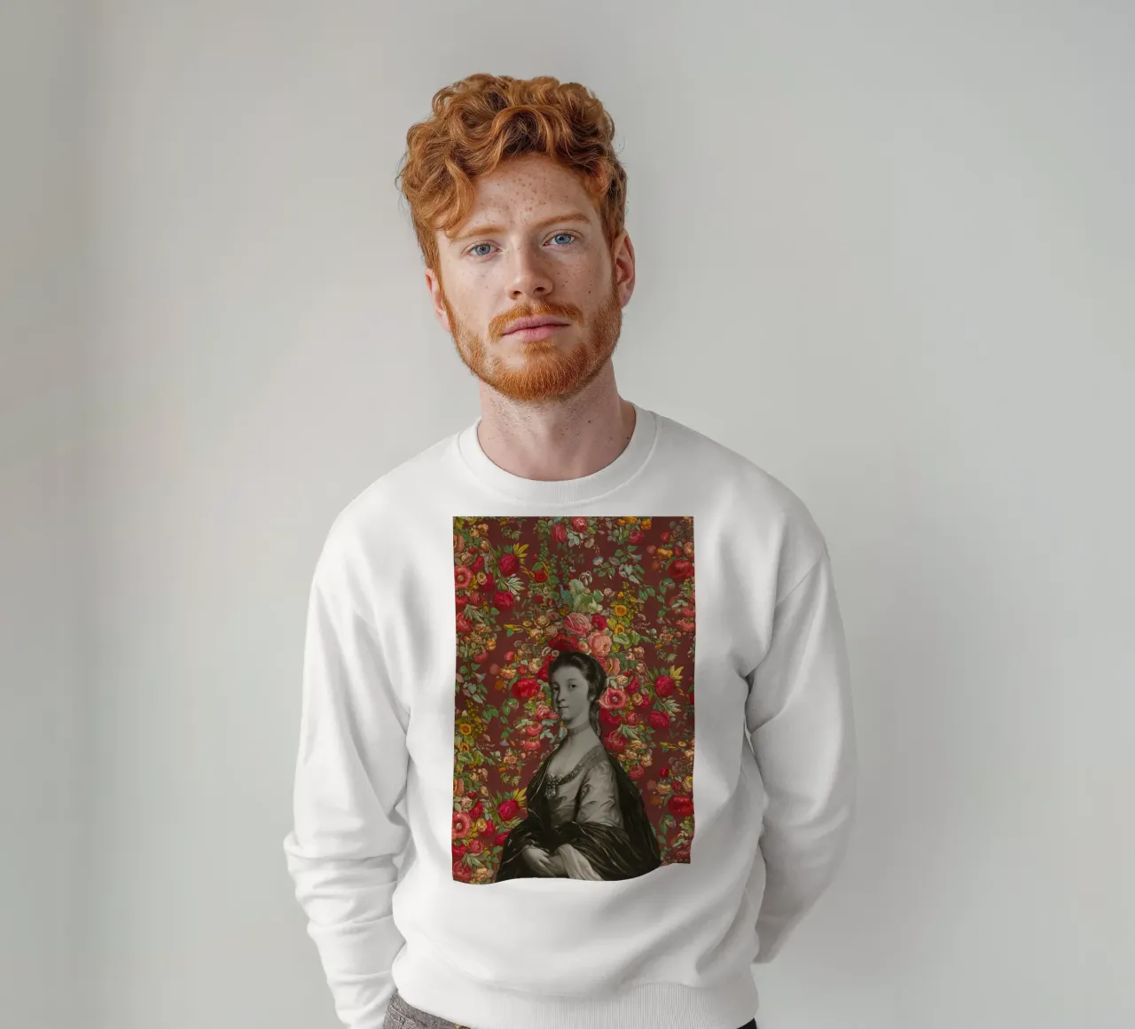 Ritratto barocco e fiori lussureggianti - Stile vintage felpa da luciette plastique