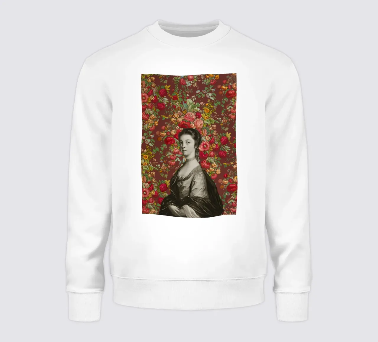 Ritratto barocco e fiori lussureggianti - Stile vintage felpa da luciette plastique