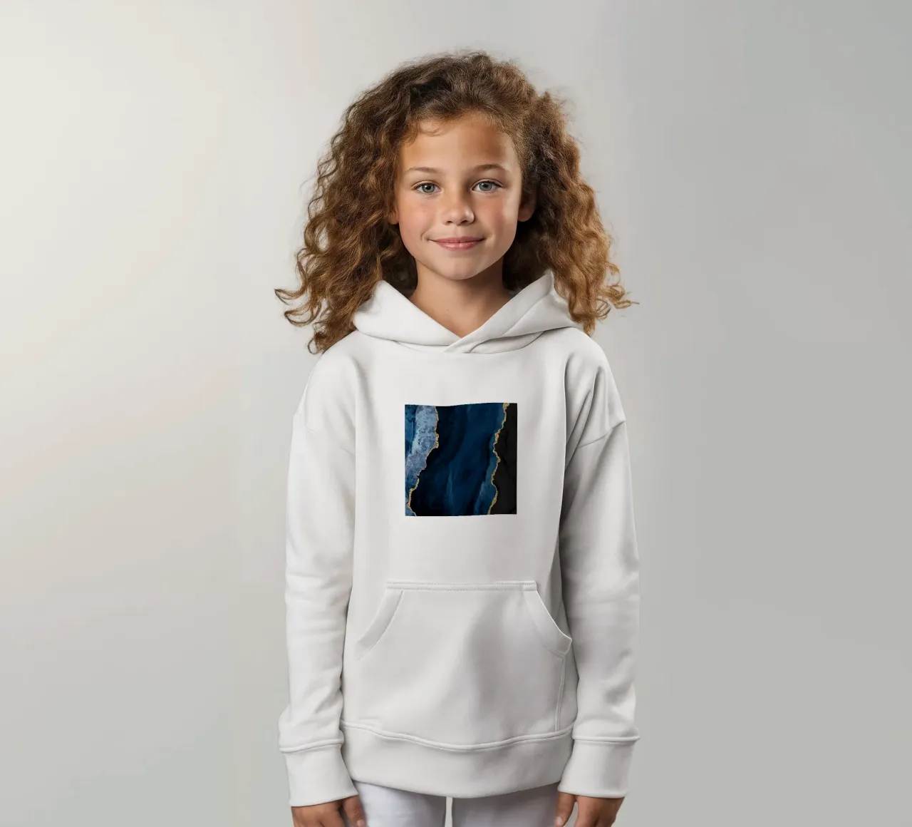 Marineblau & Gold Achat Textur 01 Kinder Hoodie von Gemstone Textures