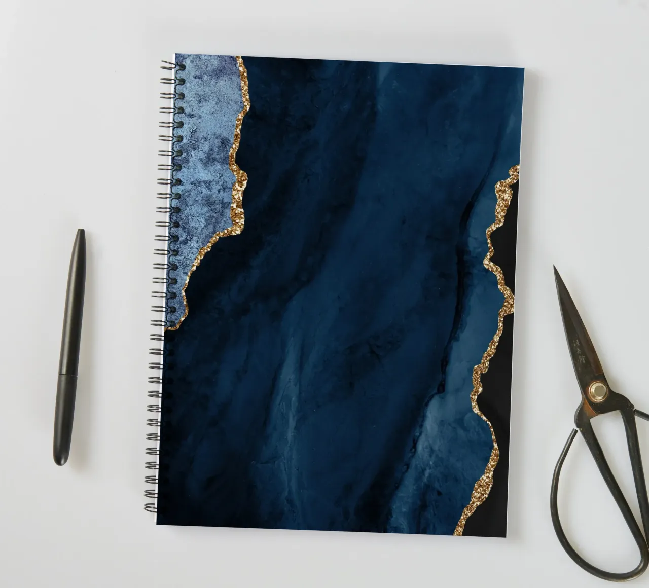 Ágata azul marino y dorada Textura 01 cuaderno de espiral de Gemstone Textures