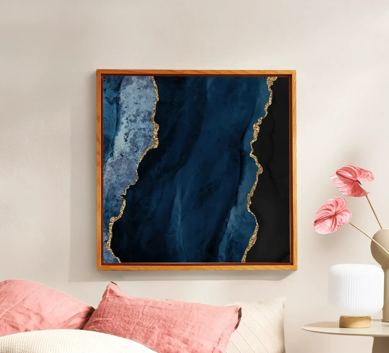 Navy & Gold Agate Texture 01 acrylic glass by Gemstone Textures